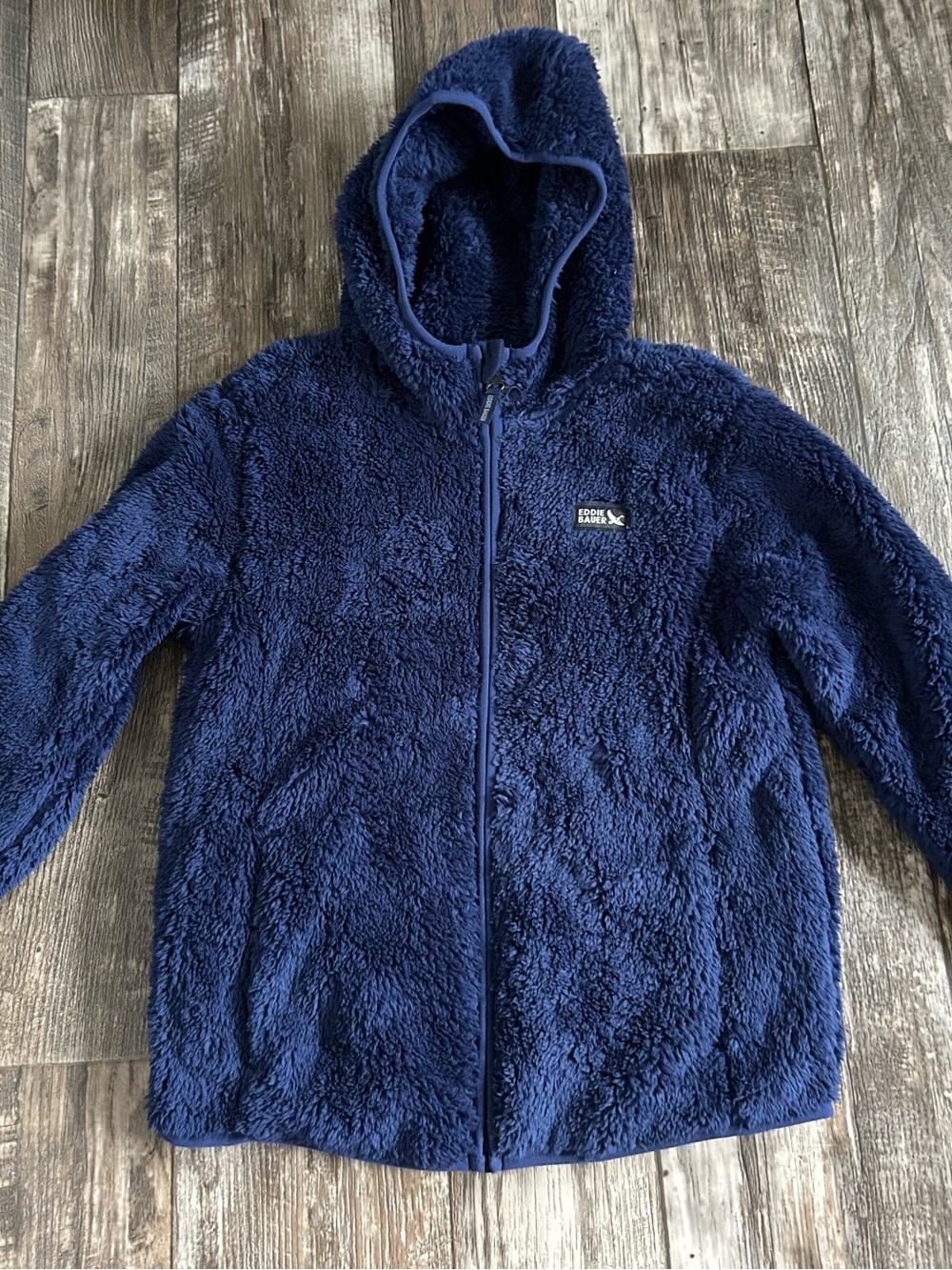 Eddie Bauer Kids Navy Plush Hooded Fleece Jacket